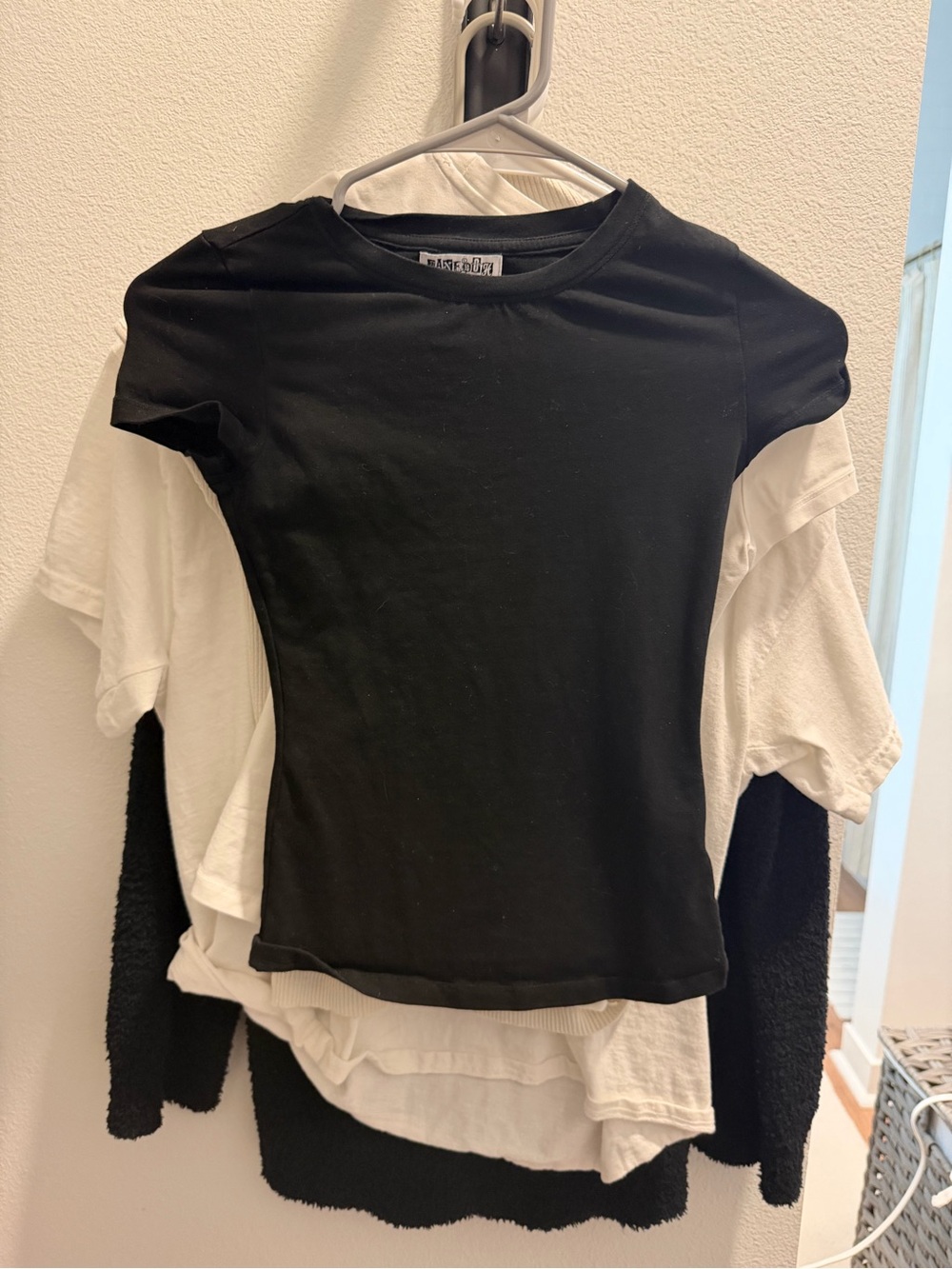 Jane Doh Women's Short Sleeve Black Crewneck Tee